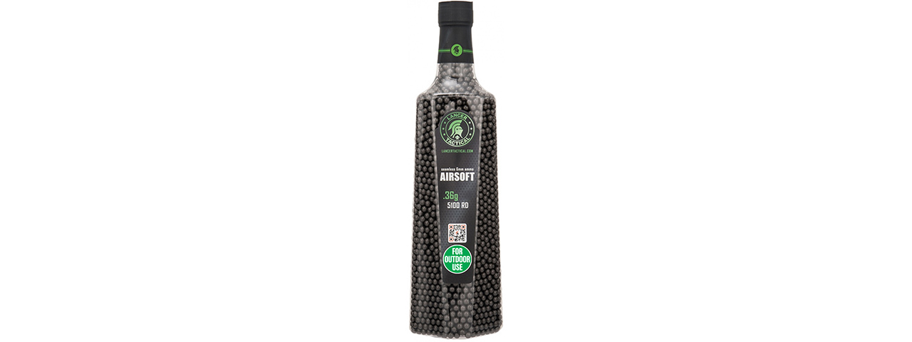 Lancer Tactical 5100 Round 0.36g Outdoor Airsoft BBs (Color: Black)