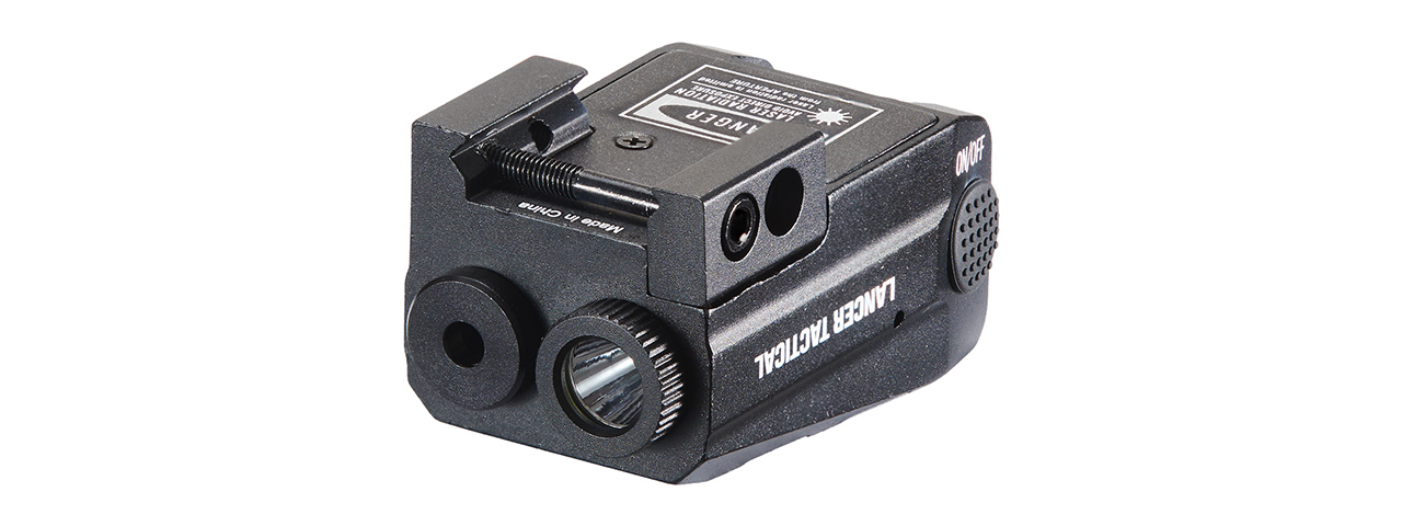 Lancer Tactical Low Profile Picatinny Flashlight w/ Laser - (Black)