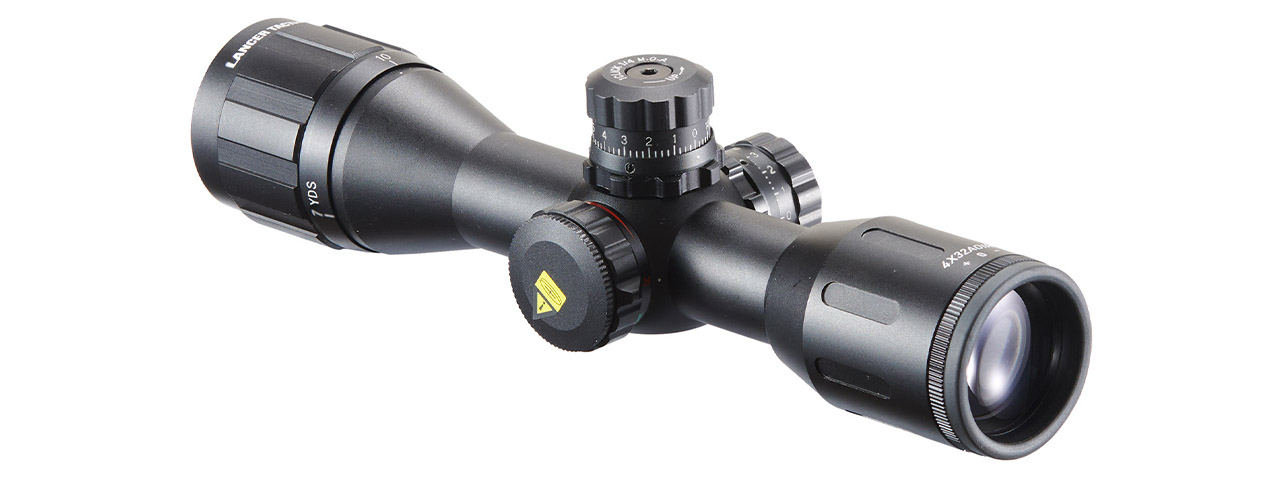 Lancer Tactical 4x32AOE Airsoft Scope with Mount - (Black) Lancer Tactical 4x32AOE Airsoft Scope with Mount - (Black)