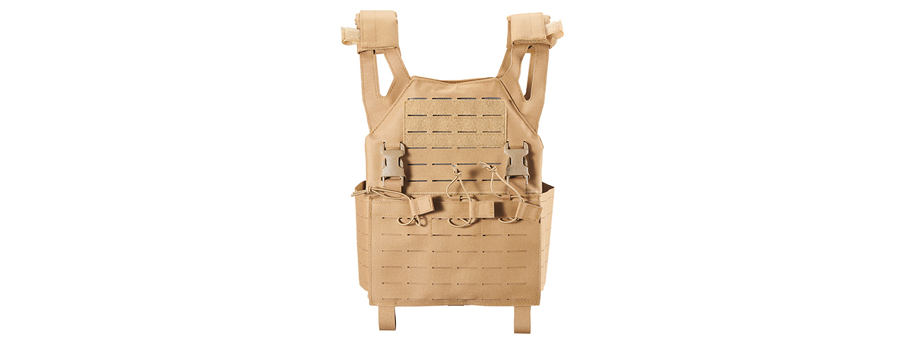 Lancer Tactical Laser Cut MOLLE Plate Carrier - (Tan)