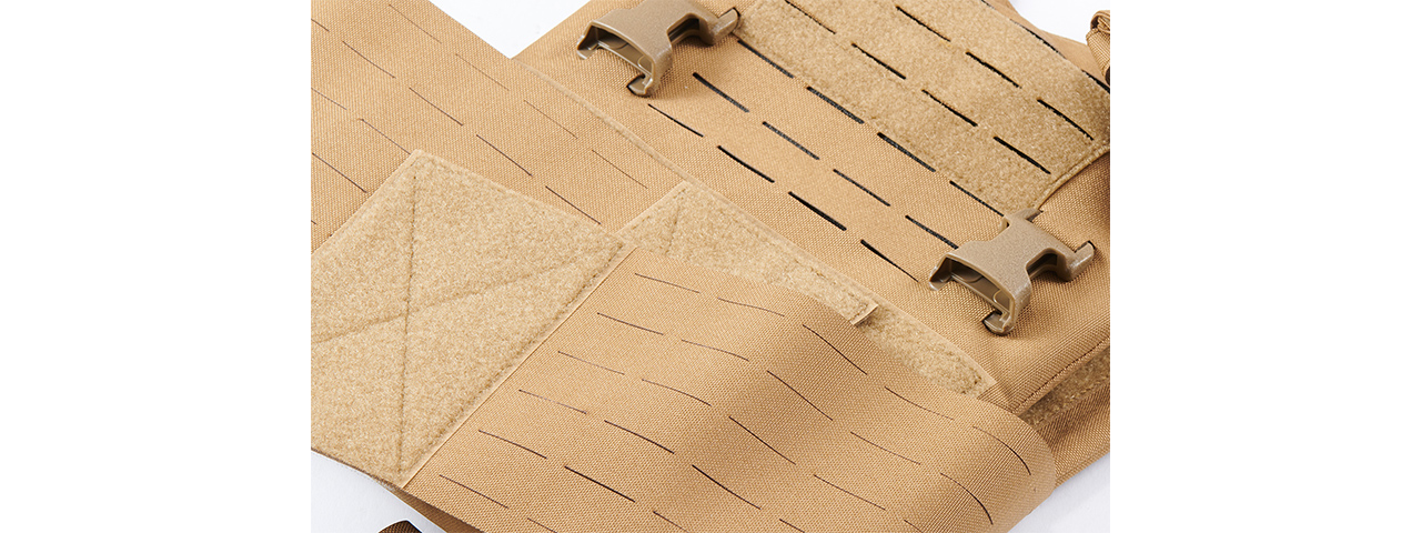 Lancer Tactical Laser Cut MOLLE Plate Carrier - (Tan)