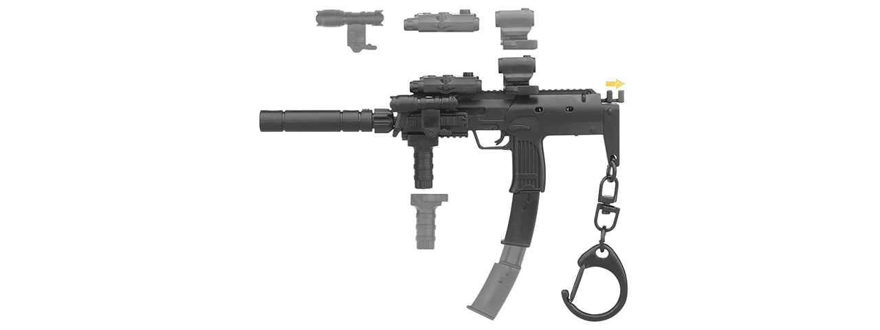 Lancer Tactical SMG Gun Model Key Chain (Black)