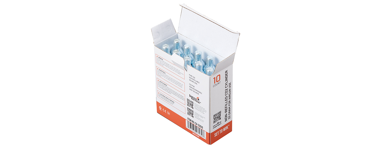 Lancer Tactical High Pressure 33 Gram CO2 Cartridges for Airsoft / Airguns - (Pack of 10)