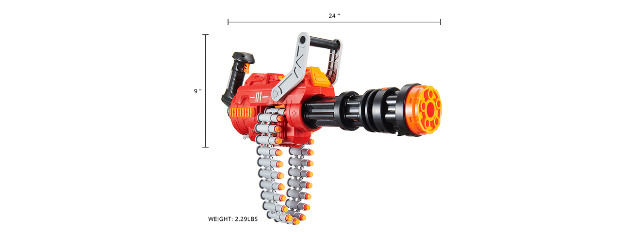 Cyber Walker Manual Gatling Rapid-Fire Dart Blaster (Red/Black)