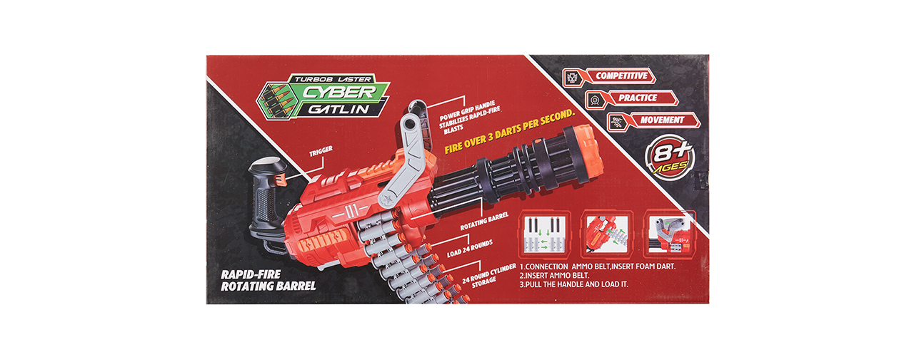 Cyber Walker Manual Gatling Rapid-Fire Dart Blaster (Red/Black)