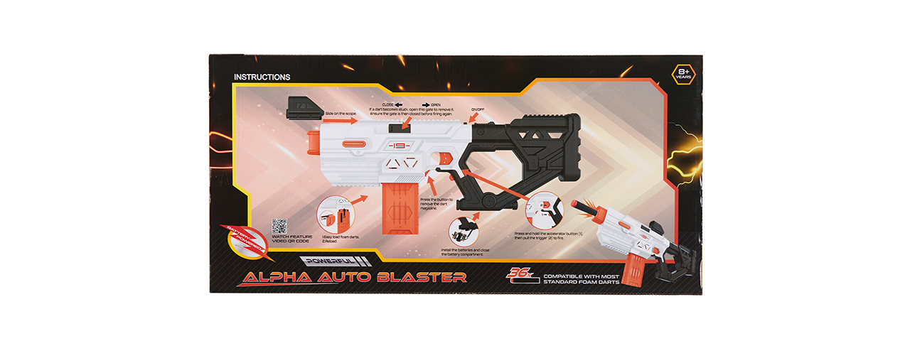 Cyber Walker Alpha Auto Electric Dart Blaster (White/Orange)