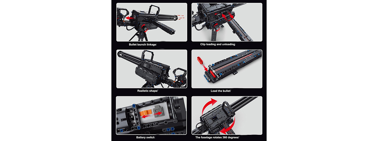 Cyber Walker Minigun Vulcan Cannon Electric Building Block Kit (Black)