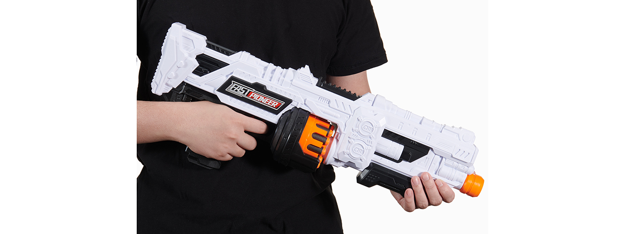Cyber Walker Fast Turbo Electric Dart Blaster (White/Orange)