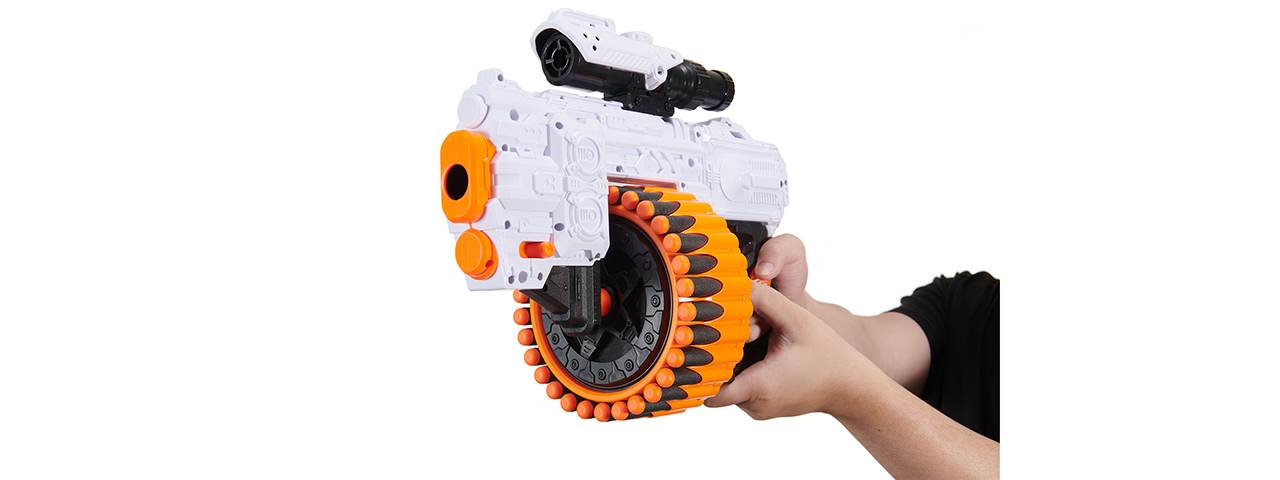 Cyber Walker Fast Machine Pistol Electric Dart Blaster (White/Orange)