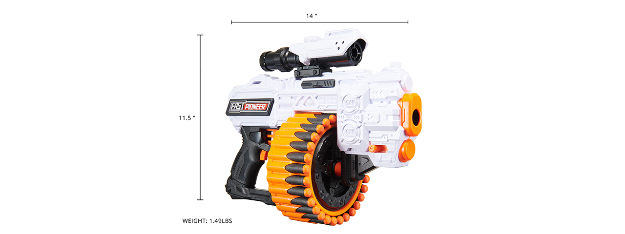 Cyber Walker Fast Machine Pistol Electric Dart Blaster (White/Orange)