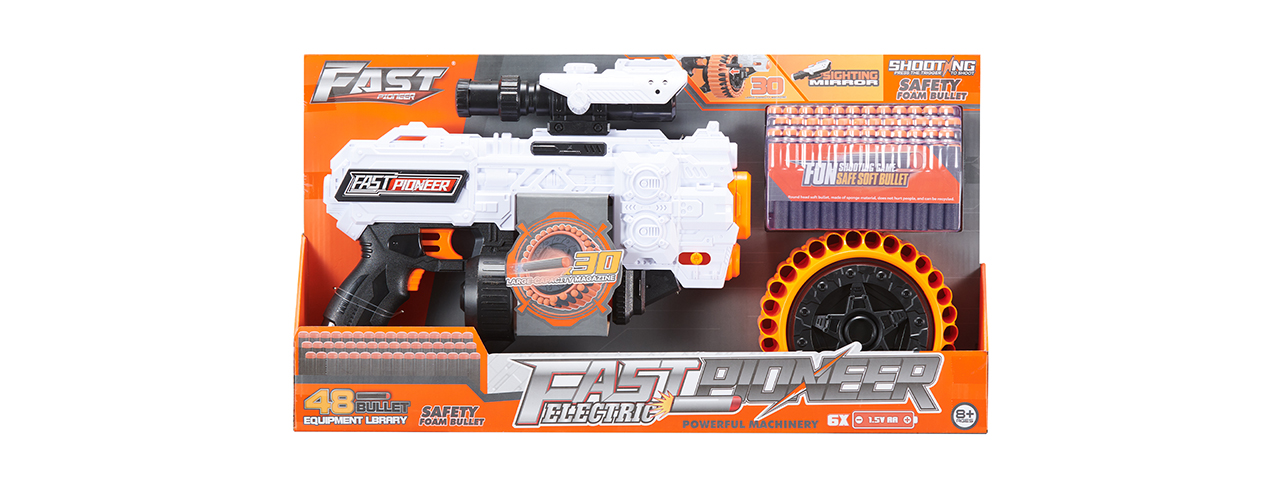 Cyber Walker Fast Machine Pistol Electric Dart Blaster (White/Orange)