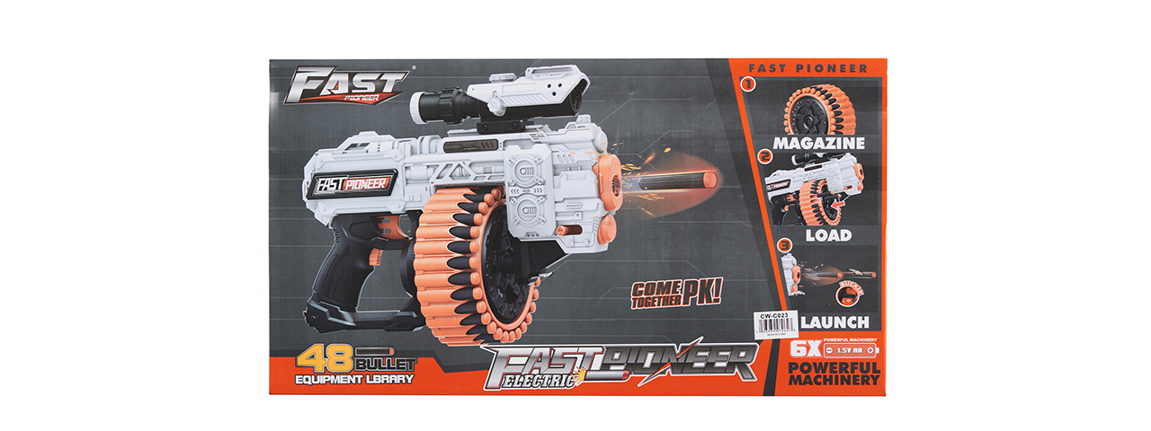 Cyber Walker Fast Machine Pistol Electric Dart Blaster (White/Orange)