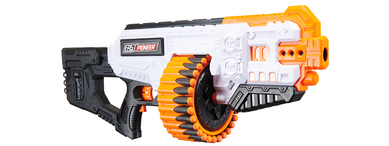 Cyber Walker Fast Machine Gun Electric Dart Blaster (White/Orange)