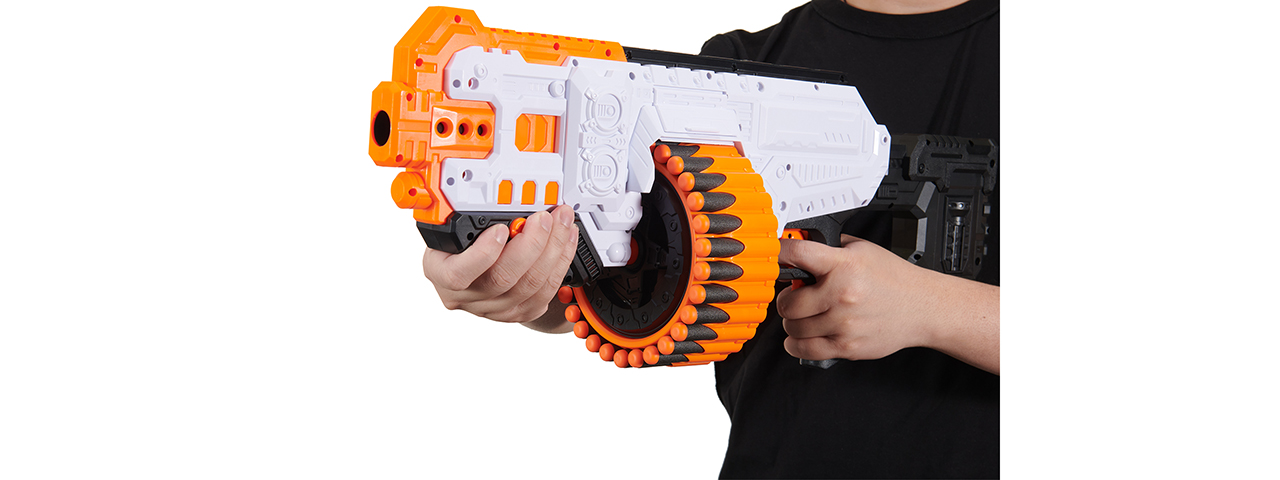 Cyber Walker Fast Machine Gun Electric Dart Blaster (White/Orange)