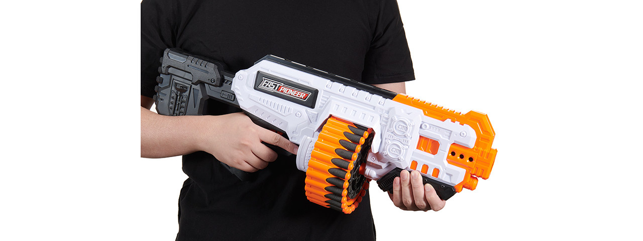 Cyber Walker Fast Machine Gun Electric Dart Blaster (White/Orange)