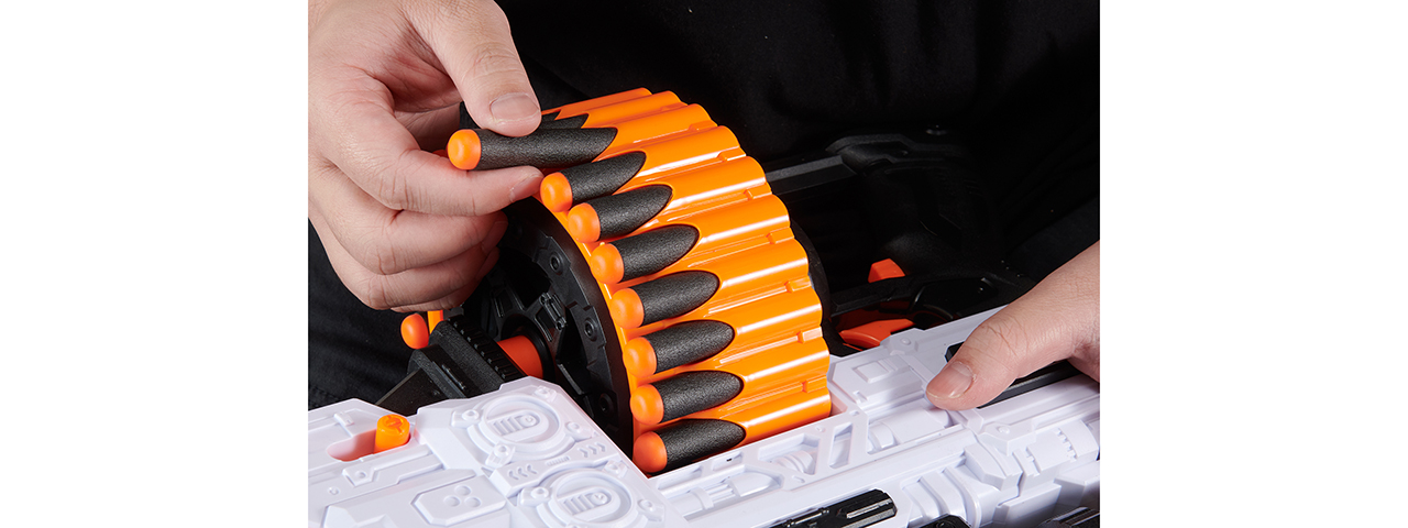 Cyber Walker Fast Machine Gun Electric Dart Blaster (White/Orange)