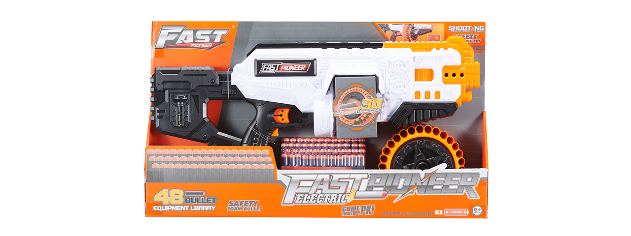 Cyber Walker Fast Machine Gun Electric Dart Blaster (White/Orange)
