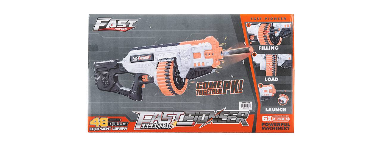 Cyber Walker Fast Machine Gun Electric Dart Blaster (White/Orange)