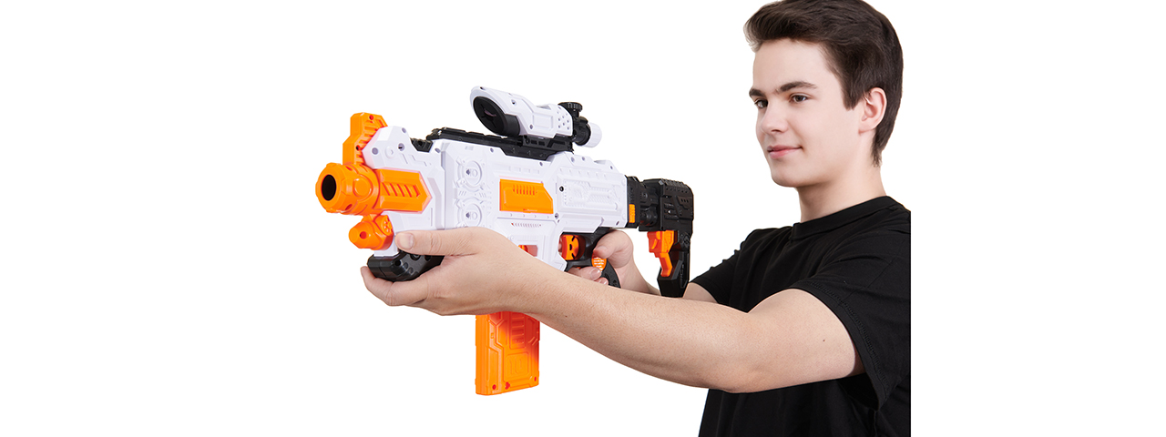 Cyber Walker Fast Bang SMG Electric Dart Blaster (White/Orange)