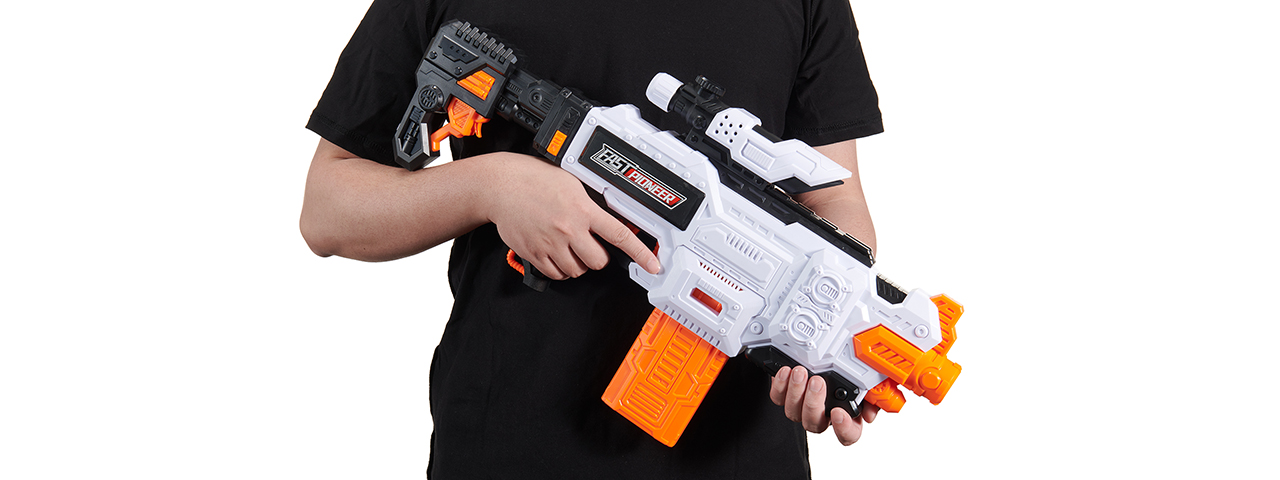 Cyber Walker Fast Bang SMG Electric Dart Blaster (White/Orange)