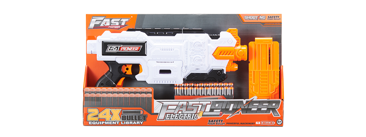 Cyber Walker Fast Bang SMG Electric Dart Blaster (White/Orange)