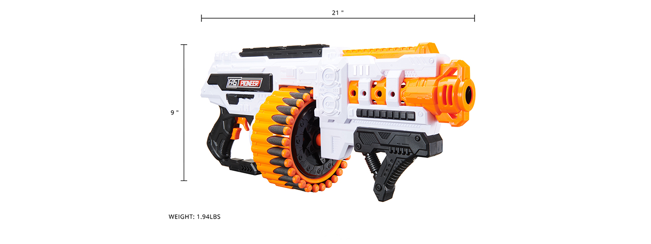Cyber Walker Fast Bang SMG Drum Electric Dart Blaster (White/Orange)