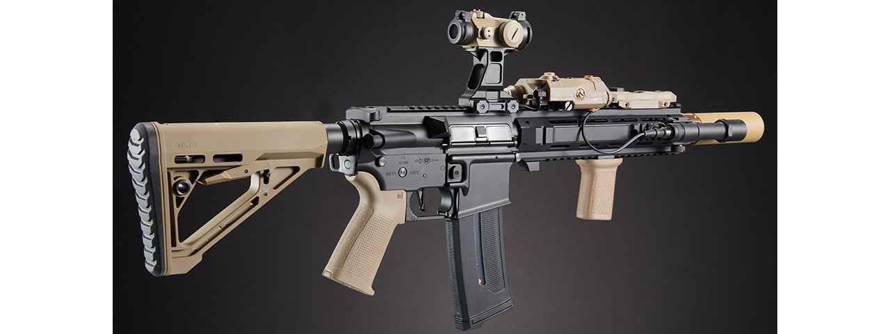 Custom Black Knight - Lancer Tactical Gen 4 L119A2 M4 Full Metal Airsoft Rifle - (Black/Tan)