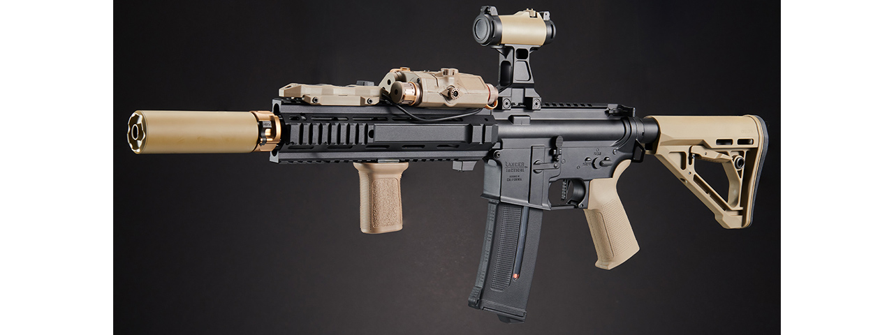 Custom Black Knight - Lancer Tactical Gen 4 L119A2 M4 Full Metal Airsoft Rifle - (Black/Tan)
