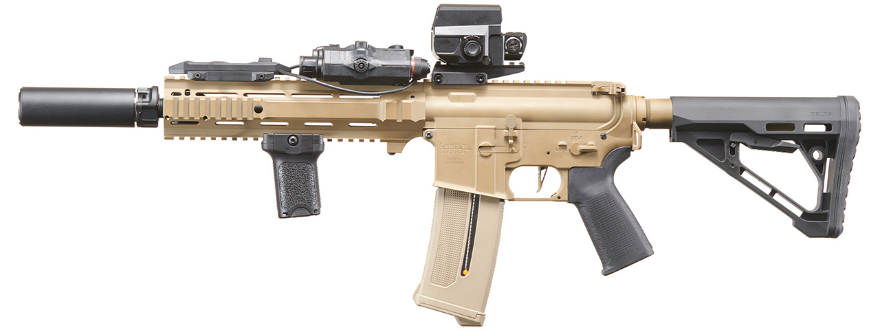Custom Infamous Angel - Lancer Tactical Gen 4 L119A2 M4 Full Metal Airsoft Rifle - (Tan/Black)