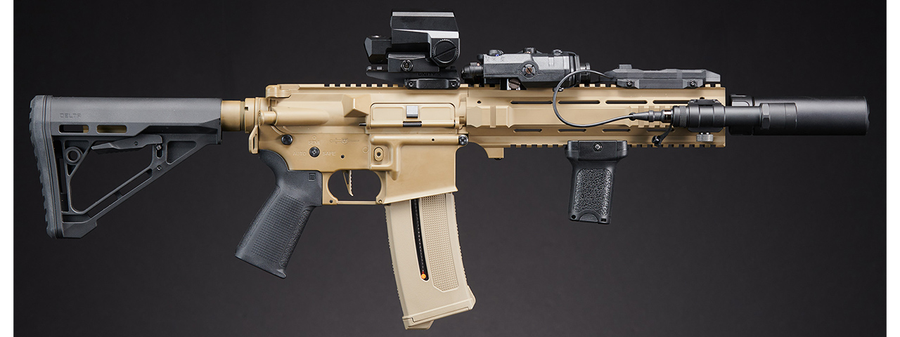 Custom Infamous Angel - Lancer Tactical Gen 4 L119A2 M4 Full Metal Airsoft Rifle - (Tan/Black)