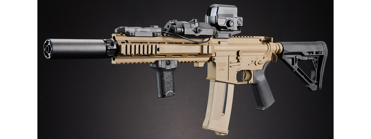 Custom Infamous Angel - Lancer Tactical Gen 4 L119A2 M4 Full Metal Airsoft Rifle - (Tan/Black)