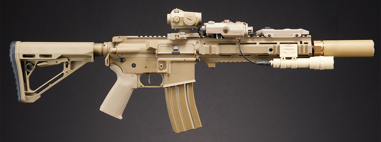 Custom Shetani - Lancer Tactical Gen 4 L119A2 M4/M16 Full Metal Airsoft Rifle - (Tan)