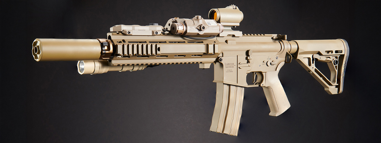 Custom Shetani - Lancer Tactical Gen 4 L119A2 M4/M16 Full Metal Airsoft Rifle - (Tan)