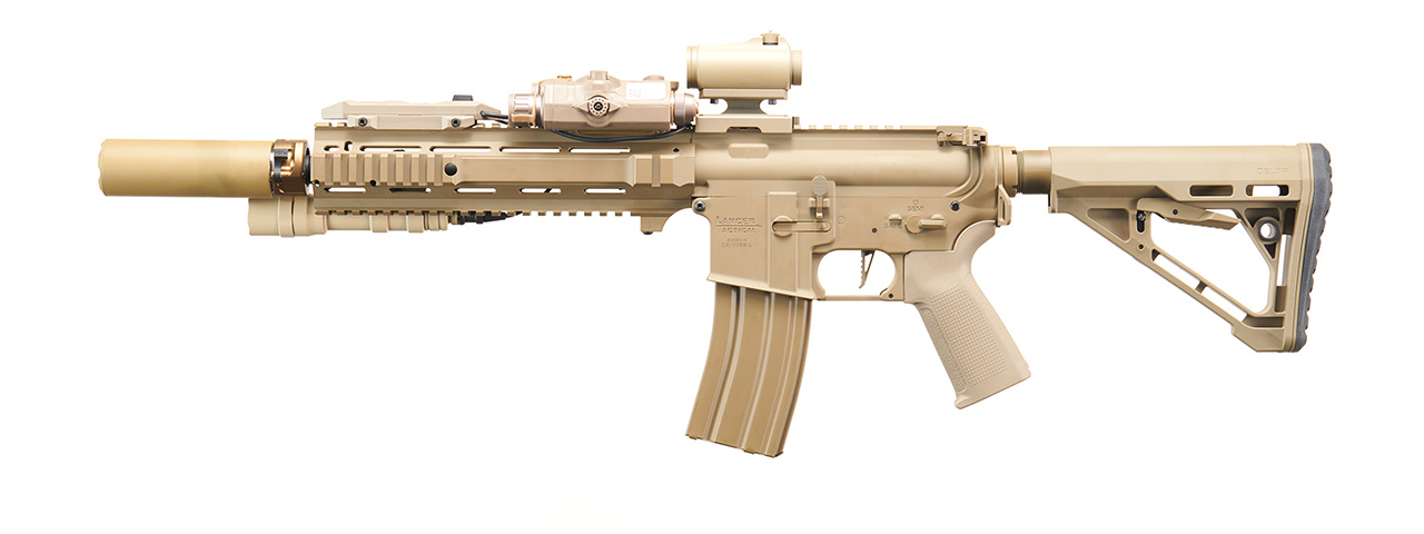 Custom Shetani - Lancer Tactical Gen 4 L119A2 M4/M16 Full Metal Airsoft Rifle - (Tan)