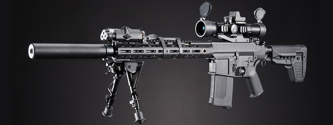 Custom Lancer Tactical Azrail - Battle X SR25 AEG Airsoft Rifle - (Black)