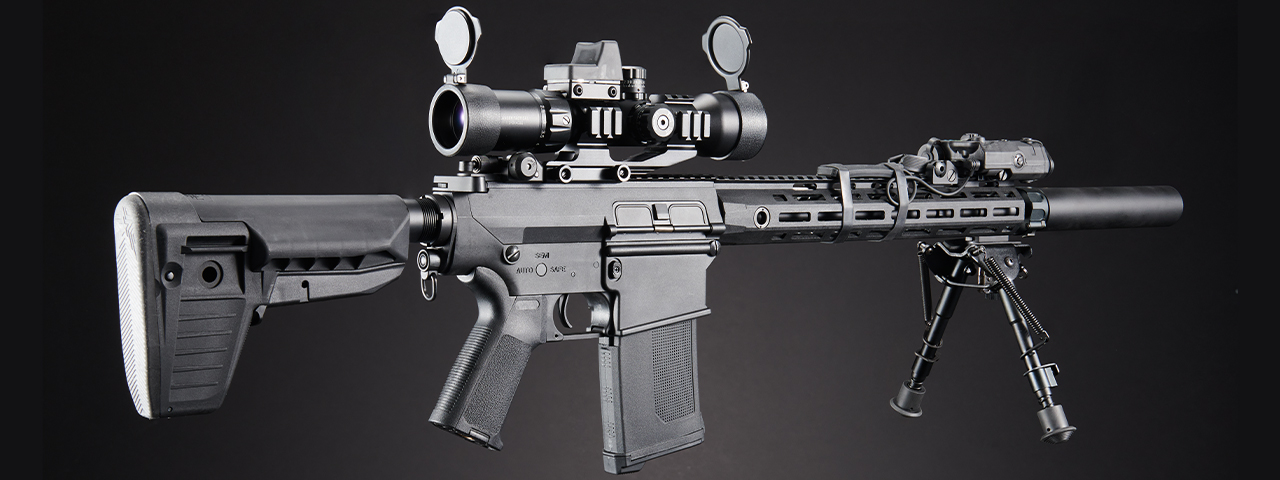 Custom Lancer Tactical Azrail - Battle X SR25 AEG Airsoft Rifle - (Black)