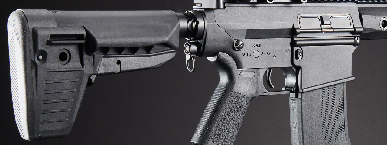 Custom Lancer Tactical Azrail - Battle X SR25 AEG Airsoft Rifle - (Black)