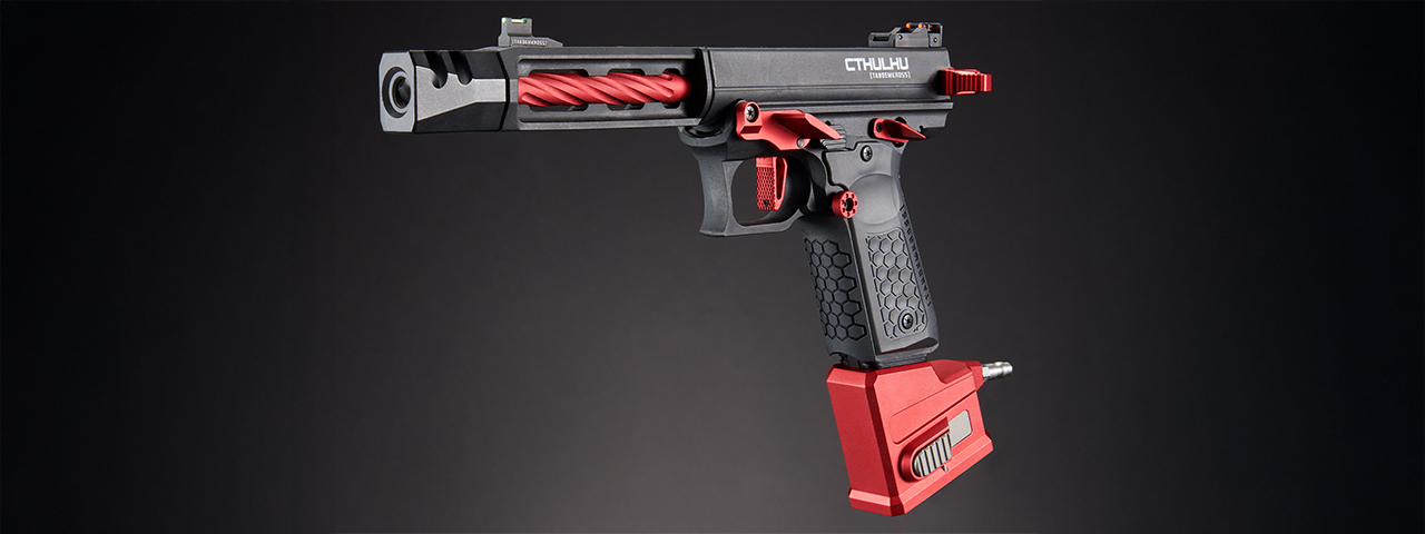 Custom Lancer Tactical RED RACER - Tandemkross CTHULHU Gas Blow Back Pistol - (Red/Black)