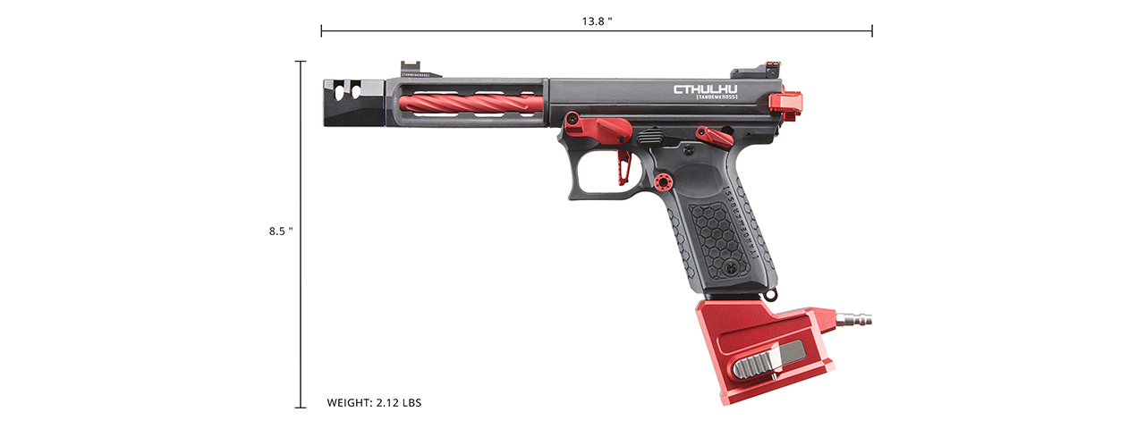 Custom Lancer Tactical RED RACER - Tandemkross CTHULHU Gas Blow Back Pistol - (Red/Black)