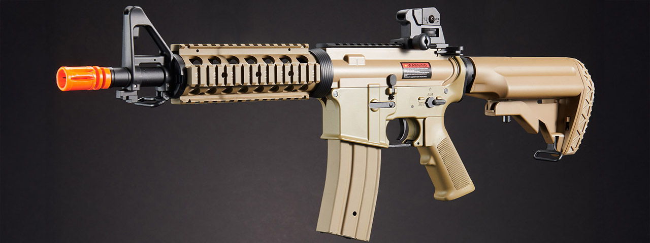 Golden Eagle JG F6624TAN Super Enhanced M4 CQB RIS AEG Metal Gear, Rail Covers, Polymer Body in Tan
