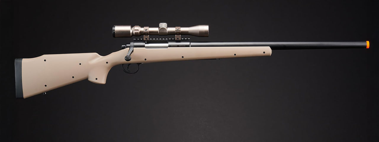 Golden Ball Bolt Action Spring Powered Sniper Rifle w/ Metal Scope - (Tan)
