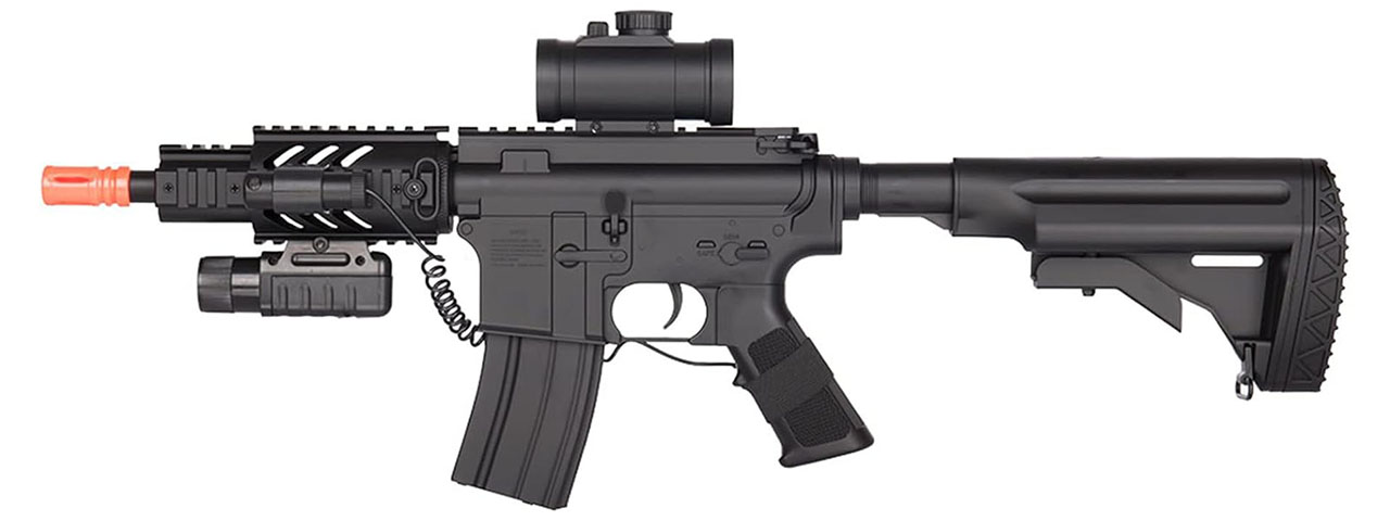 Golden Ball Lightweight M4 CQC Full Automatic AEG Airsoft Rifle w/Flashlight, Scope, Battery & Charger Included
