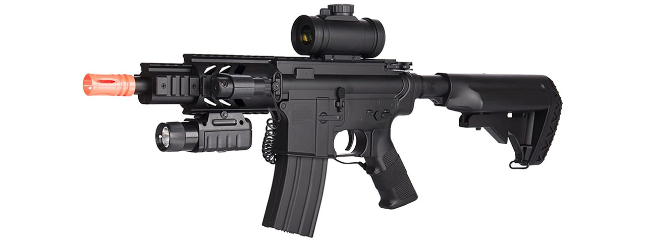 Golden Ball Lightweight M4 CQC Full Automatic AEG Airsoft Rifle w/Flashlight, Scope, Battery & Charger Included