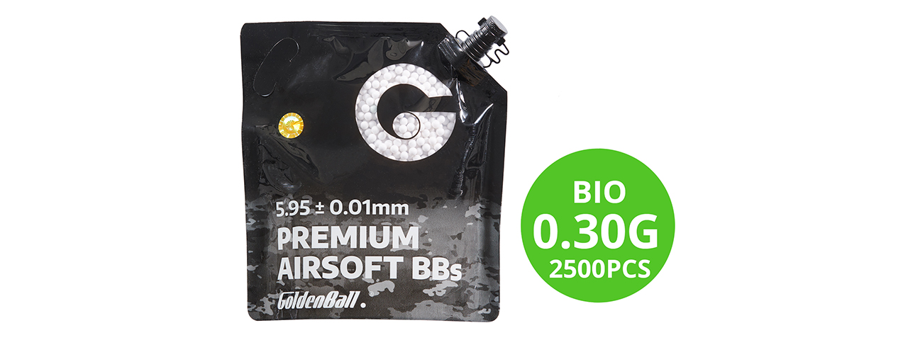 GoldenBall 2500 Round .30G Premium Grade BIO BBs - (White)