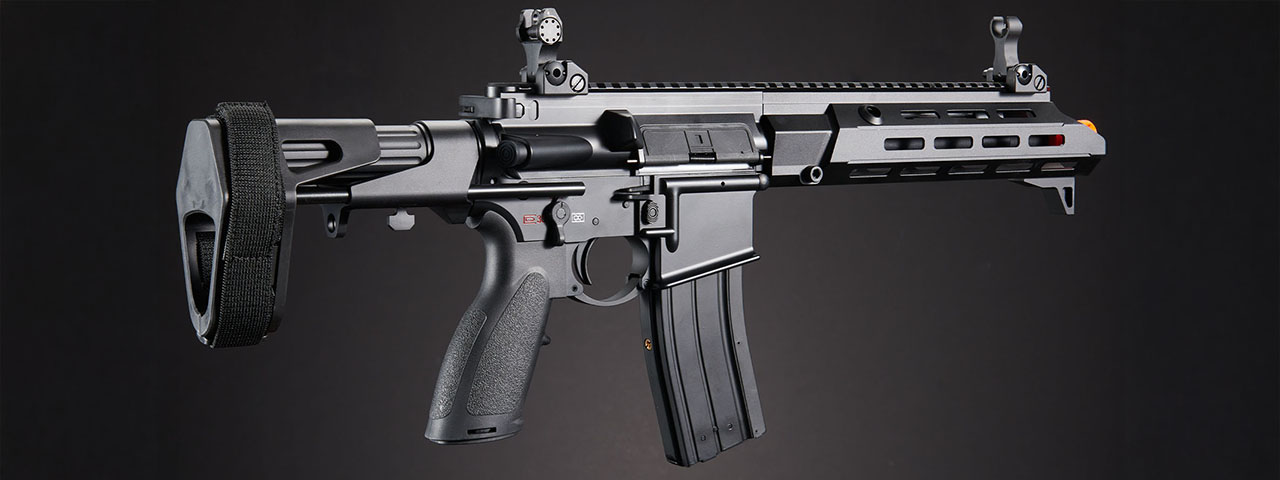 Golden Eagle GBBR Airsoft Rifle w/ 11" M LOK Handguard and Mock Amplifier - (Black)