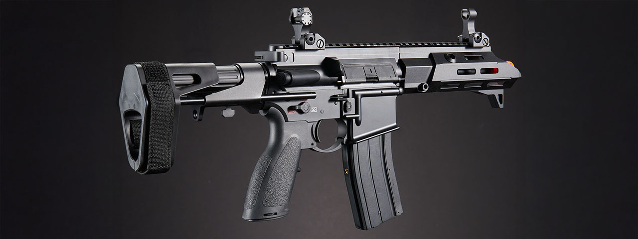 Golden Eagle GBBR Airsoft Rifle w/ 7.5" M LOK Handguard and Mock Suppressor - (Black)
