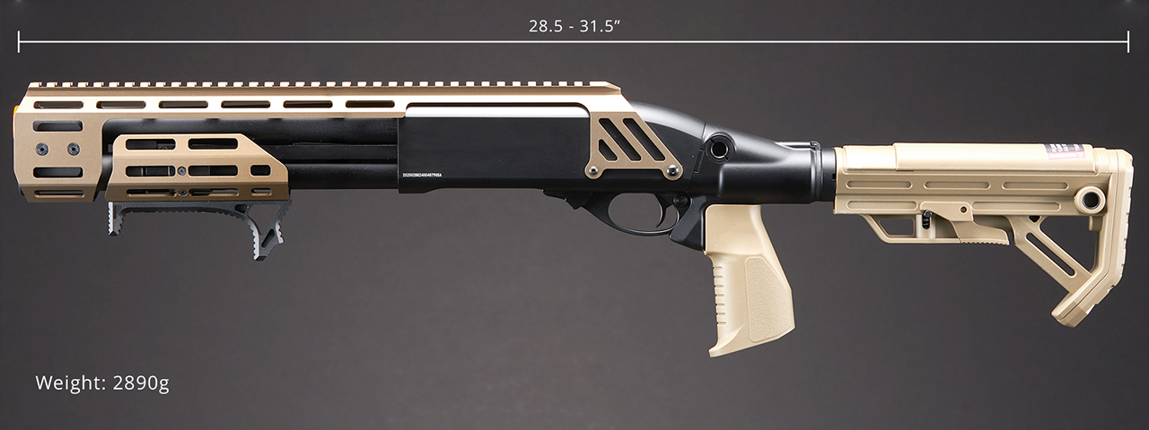 Golden Eagle Alpha Tactical Production A.T.P. Doomsday CO2 Gas Pump-Action Shotgun - (Tan)