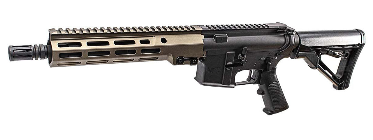 Lancer Tactical URGI 10.5" MWS Gas Blowback Rifle By Guns Modify - (Black/Tan)