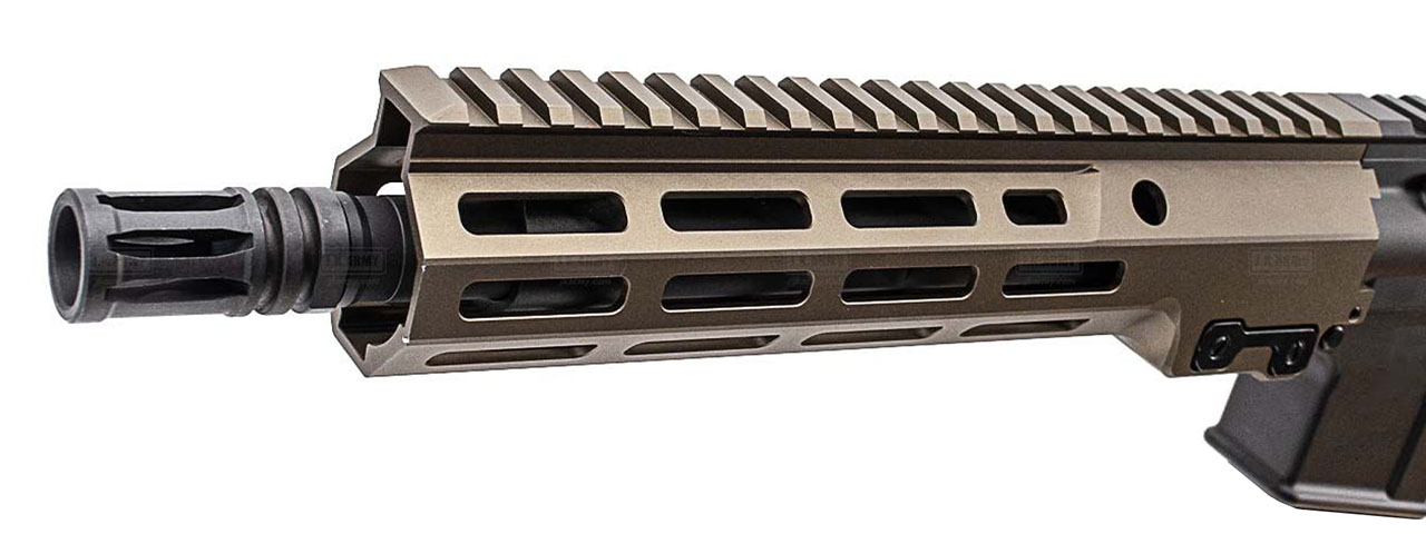 Lancer Tactical URGI 10.5" MWS Gas Blowback Rifle By Guns Modify - (Black/Tan)