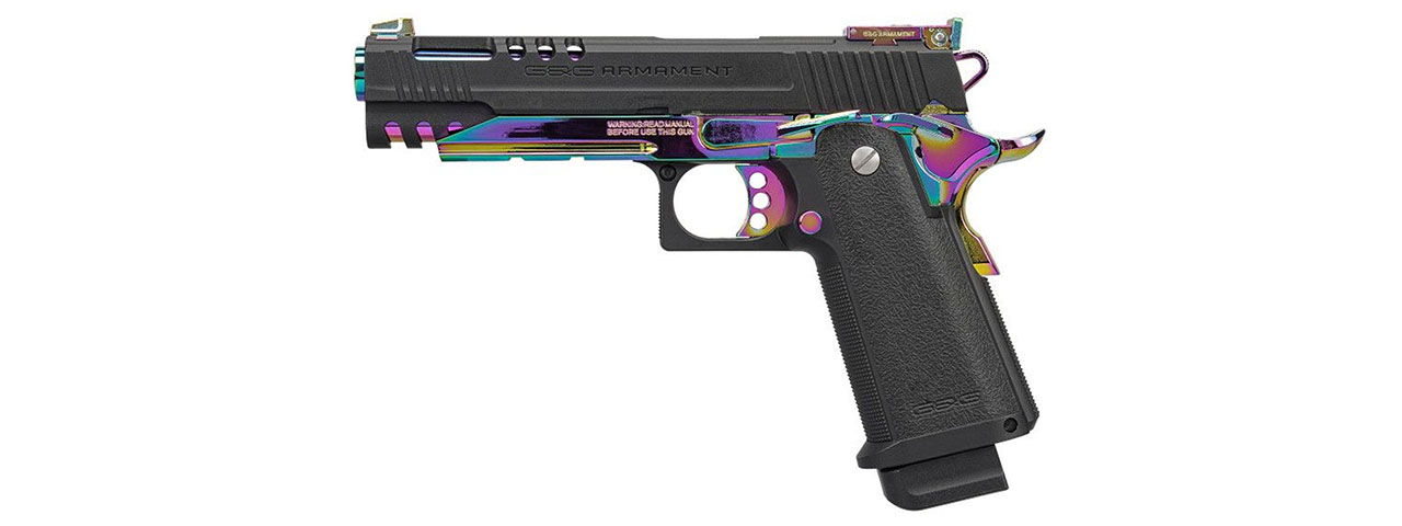 G&G GPM1911 CP Rainbow GBB Airsoft Pistol with Iridescent Hardware